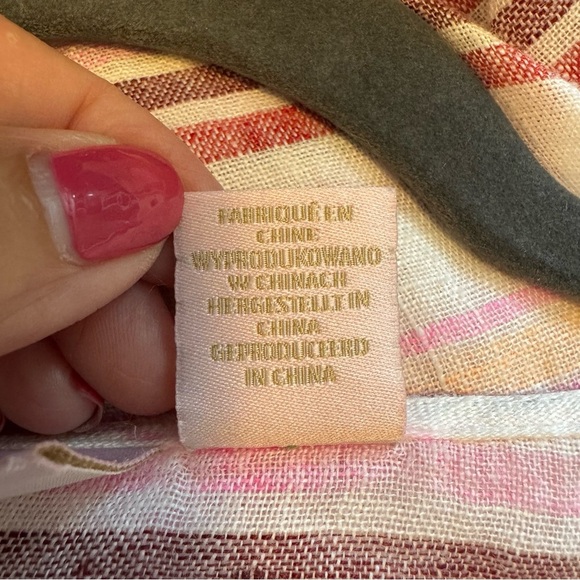 St. Tropez Striped Long Sleeve Linen Blouse/Coverup - Picture 6 of 8